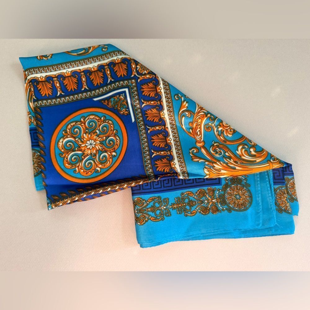 Elegant Blue and Orange Scarf M631 - Picture 3 of 3